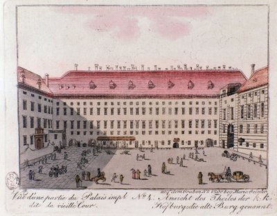 View of the part of the Imperial Palace named the Old Court in Vienna. Austria. Engraving from 1815 Private Collection by Unknown artist