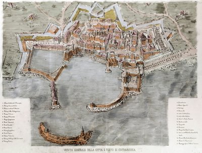 View of the port of Civitavecchia near Rome. 19th century by Unknown artist
