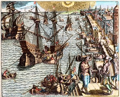 View of the Port of Lisbon in the 16th Century by Unknown artist
