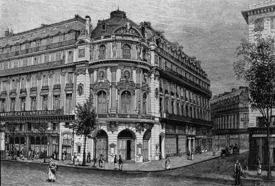 View of the theatre du Vaudeville in Paris by Unknown artist
