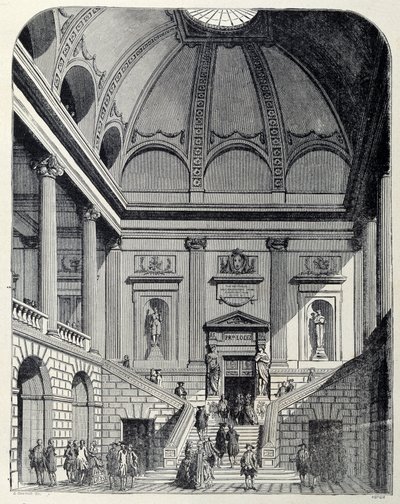 View of the vestibule and staircase of the theatre of Bordeaux under Louis XV - in France and the French through the centuries by Unknown artist