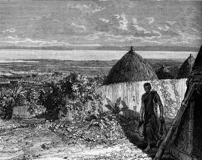 Village on the shores of Lake Albert Nyanza, Africa by Unknown artist