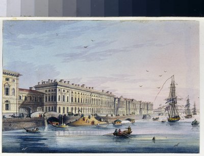 View of the Palace Quay in Saint Petersburg. (From the Album of Marie Taglioni). by Unknown artist