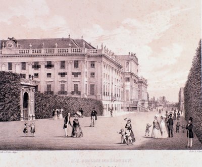 Walkers in the park of Schonbrunn Palace in Vienna by Unknown artist