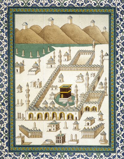 Wall faiences: panel representing the Kasbah (casbah) and its surroundings (Mecca) - in 