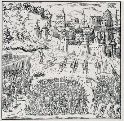 War of Religions: The City of Nîmes Besieged by the Army of the King (Henry III) in 1576 - in Collection of 39 Figures Representing the Calamities of France from 1562 to 1586 by Louis Perrin Imprimerie by Unknown artist