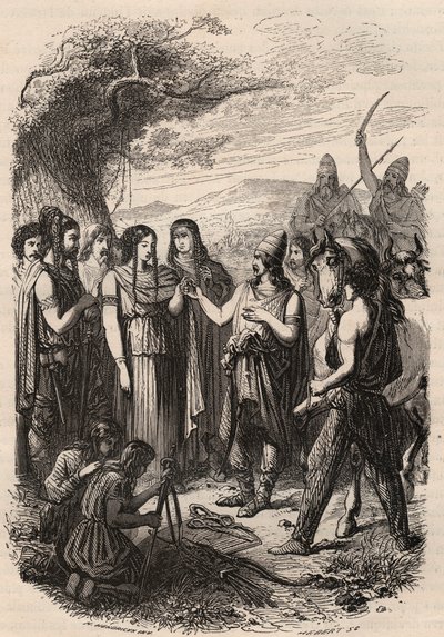 Wedding ceremony at the Germans. Engraving from 1868 in 
