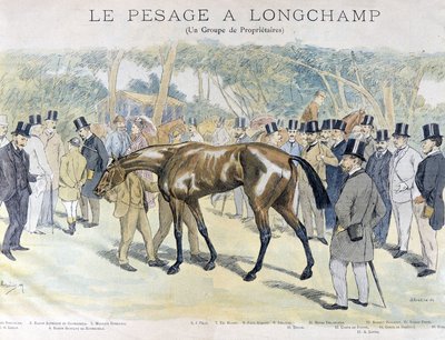 Weighing at Longchamp and a Group of Horse Owners by Unknown artist