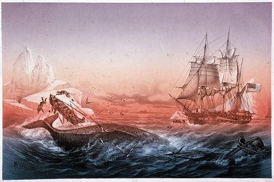 Whaling vessel failed to rescue its whale capsized boats by Unknown artist