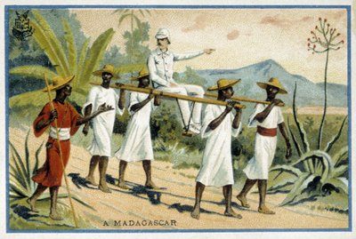 White colon on wheelchair, Madagascar - Chromo by Unknown artist