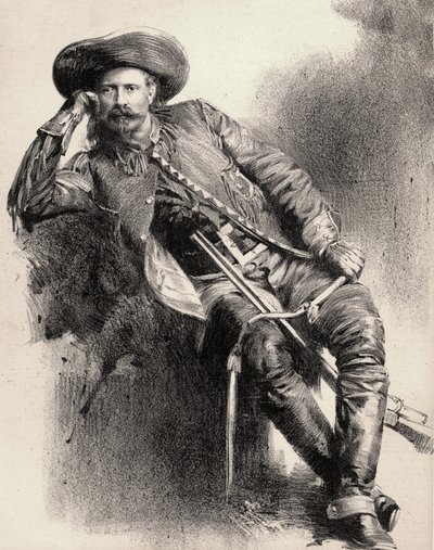 William Frederick Cody - Known as Buffalo Bill - Portrait of Buffalo Bill, Colonel William Cody - engraving after poster by Unknown artist