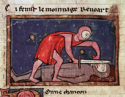 William V of Poitiers called the Great cuts the tongue of his enemy Count Boson II of the Marche in 1008 by Unknown artist