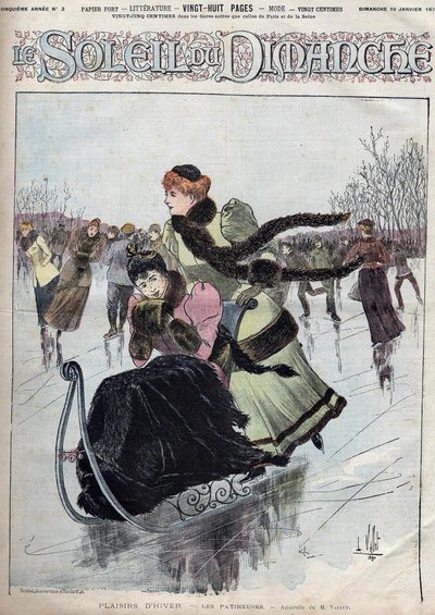 Winter fun. The skaters. Watercolour by Mr. Vallet for the Sunday sun. January 10 by Unknown artist