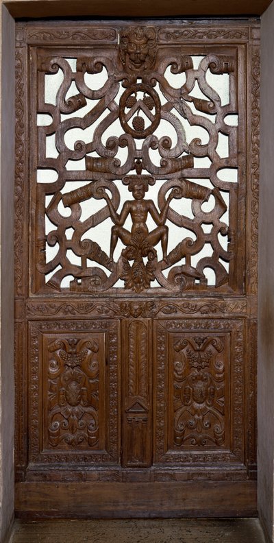 Wooden Carved Door with Skeleton by Unknown artist