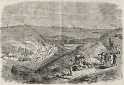 Work on the Suez canal 1864 - Construction site and drilling work on the Suez Canal in 1864 by Unknown artist