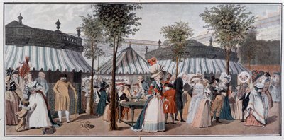 World Walk Through the Gardens of the Royal Palace, Late 18th Century - Chromo After the Engraving of Debucourt by Unknown artist
