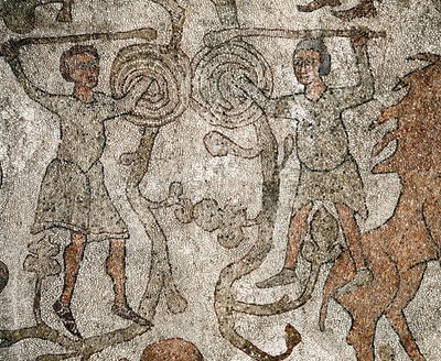 Wrestlers, Symbol of Christianity by Unknown artist