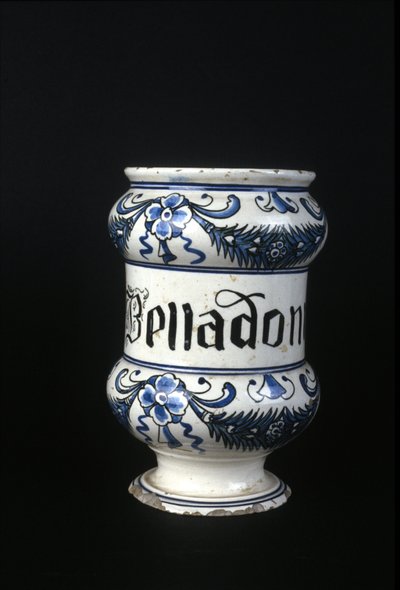 XVI century pharmacy pot containing Belladonna, toxic herb used in pharmacy. Museum of Science and Technology, Milan. by Unknown artist
