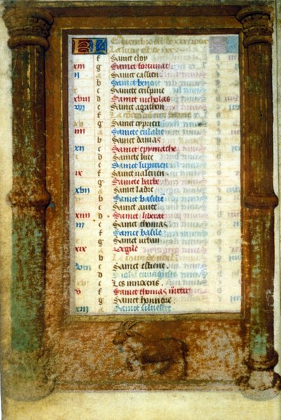 Zodiac Capricorn and Saints of the month of December - miniature Middle Ages by Unknown artist