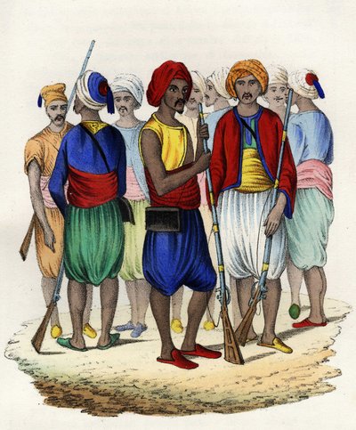 Zouaves, indigenous tirailleurs of the French army of Africa, trained in 1830. In 