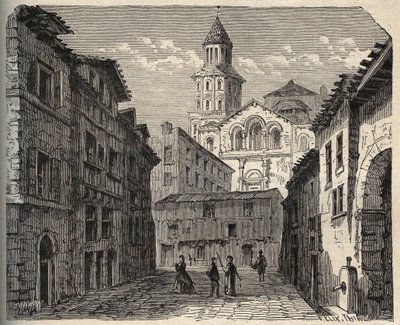 Cathedrale Saint-Front - Perigueux - Dordogne - France - engraving in 