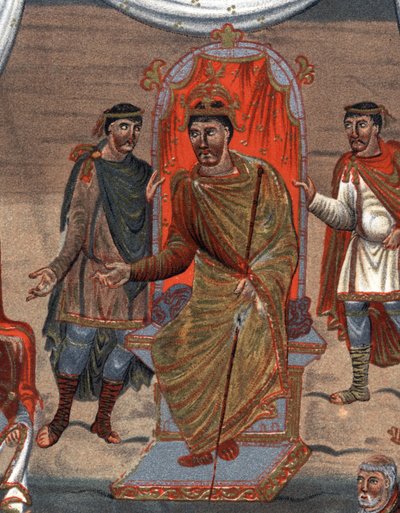 Charles II the Bald receiving a delegation of monks from Tours (detail) by Unknown artist