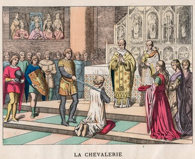 Knighting - La Chivalerie - Softening of a Knight - Engraving of the End of the 19th Century in 