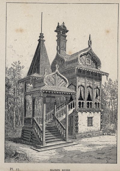 Maison russe - Russian House - engraving of 1889 in 