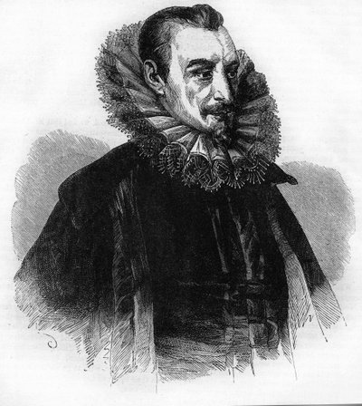 Portrait of Edmund Spenser, English poet. Engraving after 