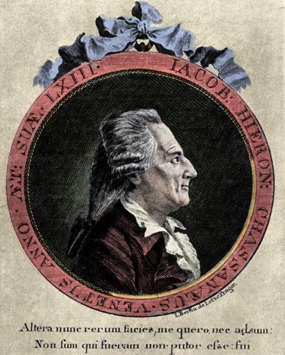 Portrait of Giovanni Giacomo Casanova (1725-1798), Italian adventurer and writer. Portrait by Johann Berka from Icosameron or History of Edward and Elizabeth who spend eighty-one years with the Megamicres, native inhabitants of the Protocosm in the inter by Unknown artist