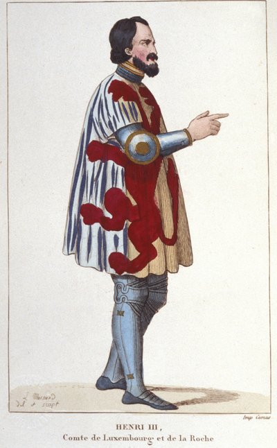 Portrait of Henry III, Count of Luxembourg (1247-1284) (Engraving of 1830) by Unknown artist
