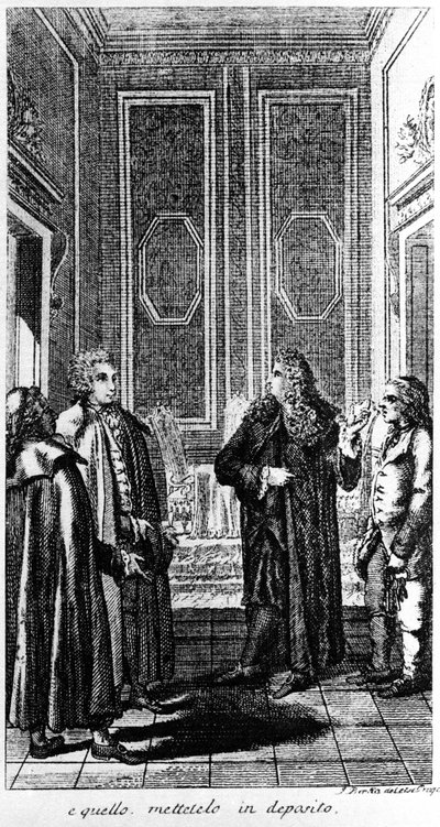 The Arrest of the Libertine Giacomo Casanova, Adventurer and Italian Writer. Engraving of the 19th Century by Unknown artist