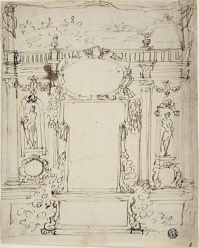 Mirror with Cartouche by Unknown Italian