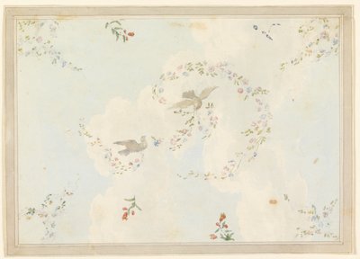 Ceiling Design with Doves and Flower Garlands, possibly for the Entrance Hall, 1815–22 by Unknown artistUnknown artist
