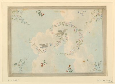 Ceiling Design with Doves and Flower Garlands, possibly for the Entrance Hall, 1815–22 by Unknown artistUnknown artist