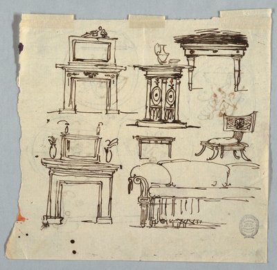 Chimney Pieces, Furniture and Ceiling Medallion, 1790–1810 by Unknown artistUnknown artist