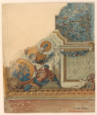 Corner detail of ceiling, Hotel de Cluny, Paris, ca. 1885 by Unknown artistUnknown artist