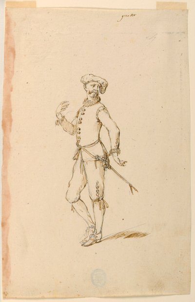 Drawing, Costume Design: A Captain for a Ballet, ca. 1720 by Unknown artistUnknown artist