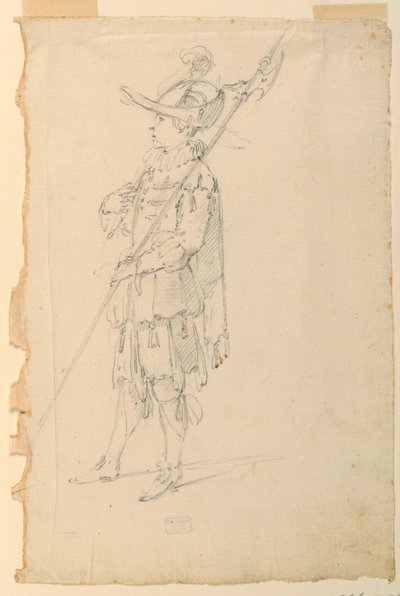 Costume Design: A Halberdier for a Ballet, ca. 1720 by Unknown artistUnknown artist