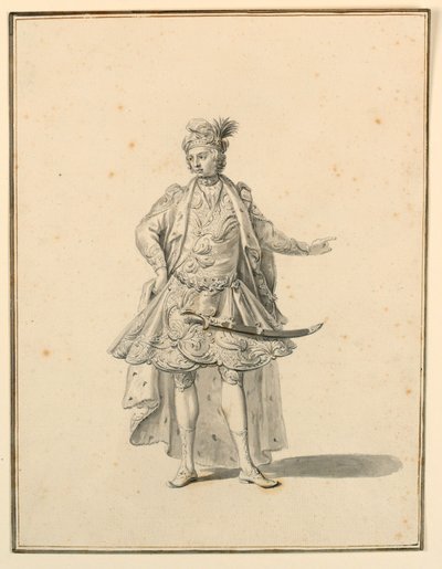 Costume Design: Persian Prince, for a Stage Production Designed by Giuseppe Galli Bibiena, 1719 by Unknown artistUnknown artist