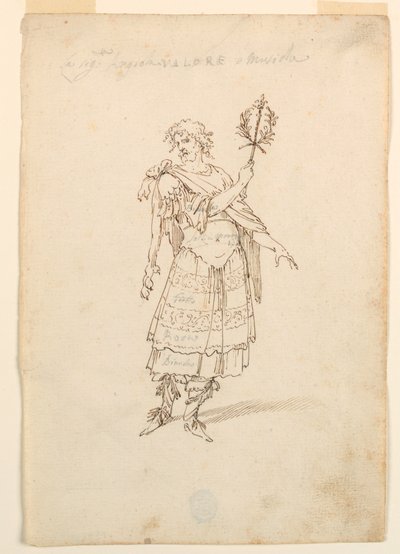 Drawing, Costume Design: Valor and Music for a Ballet, ca. 1720 by Unknown artistUnknown artist