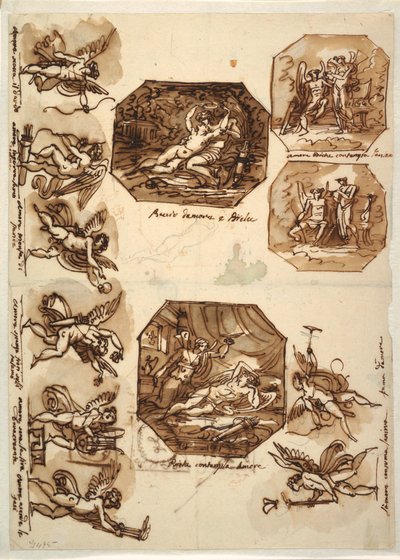 Cupid and Psyche: Four Octagons and Eight Drawings of Cupid, 1810–15 by Unknown artistUnknown artist