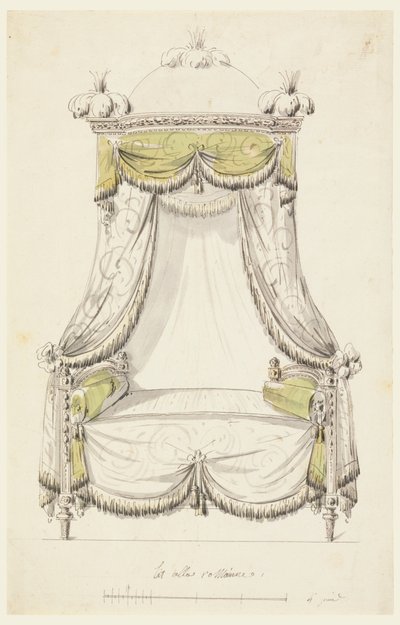 Drawing, Design for a Bed in Roman Style, 1780 by Unknown artistUnknown artist