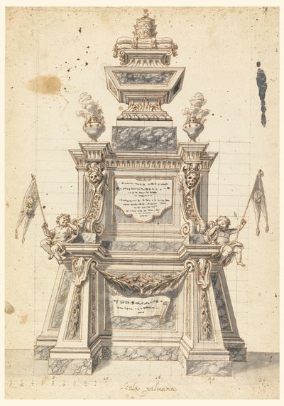 Drawing, Design for a Catafalque for the Memorial Service of a Pope, Probably Clement XI, 1721 by Unknown artistUnknown artist