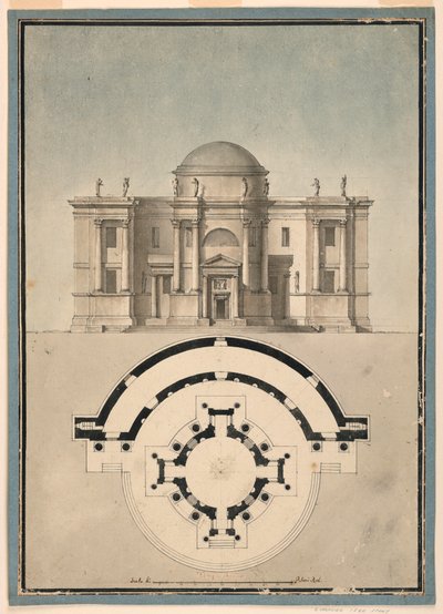 Design for a Classical Temple with a Tempietto and Semicircular Aedicule, ca. 1780 by Unknown artistUnknown artist