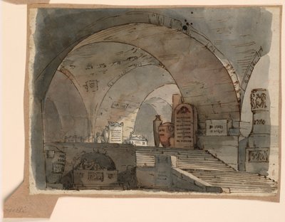 Stage Design, Underground Vaulted Space with Tombs, early 19th century by Unknown artistUnknown artist