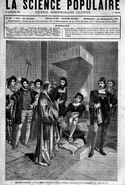 Gerolamo Cardano (Jerome Cardan), Italian Physician, Mathematician and Philosopher (1501-1576), Presenting the Horoscope of King Edward VI of England. In 