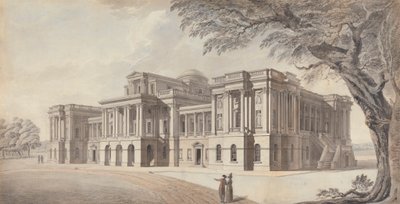 A Georgian Mansion, front and side elevations by Unknown artist