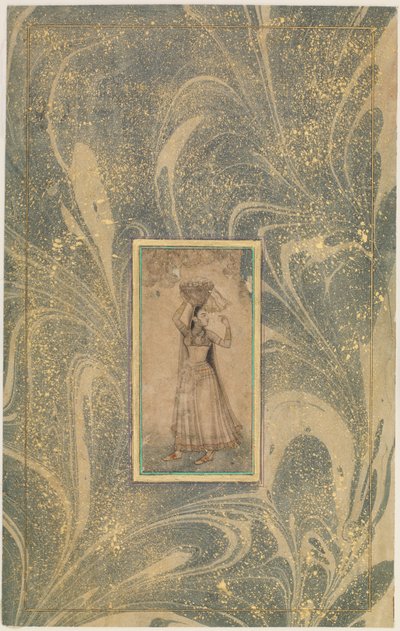A Girl Carrying a Basket on her Head by Unknown artist