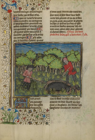 A Hunter Wounding a Wild Boar Caught in a Pit by Unknown artist